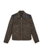 The Kooples Leopard Print Leather Yoke Jacket