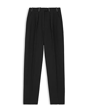 The Kooples Leather Trimmed Pleated Pants