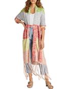 525 Long Color Block Cardigan