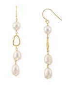 Argento Vivo Cultured Freshwater Pearl Linear Drop Earrings In 18k Gold-plated Sterling Silver