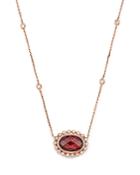 Garnet And Diamond Oval Pendant Necklace In 14k Rose Gold, 16 - 100% Exclusive