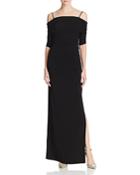 Laundry By Shelli Segal Ruched Cold-shoulder Gown