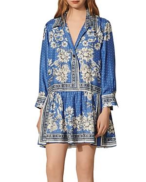 Sandro Chloe Printed Silk Dress