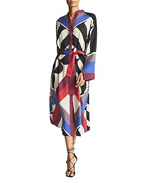 Reiss May Scarf Print Midi Shirt Dress