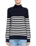 Whistles Mock-neck Striped Sweater