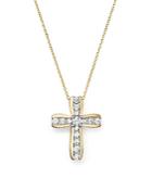 Diamond Cross Pendant Necklace In 14k Yellow Gold, 1.0 Ct. T.w.
