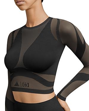 Wolford X Adidas Sheer Motion Mesh Long Sleeve Crop Top