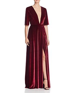 Aqua Velvet Wrap Gown
