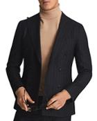 Reiss Fenchurch Flannel Pinstripe Slim Fit Double Breasted Suit Jacket