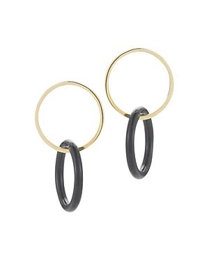 Mateo 14k Yellow Gold & Onyx Connecting Circle Earring