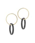 Mateo 14k Yellow Gold & Onyx Connecting Circle Earring
