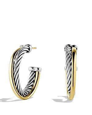David Yurman Crossover Small Hoop Earrings With Gold