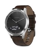 Garmin Vivomove Hr Premium Hybrid Brown Leather Strap Smartwatch, 43mm