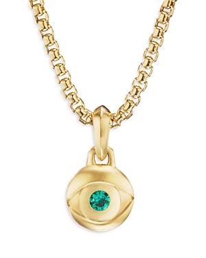 David Yurman Men's 18k Yellow Gold Amulets Emerald Evil Eye Pendant