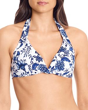 Lauren Ralph Lauren Floral Toile Twist Molded Cup Halter Bikini Top