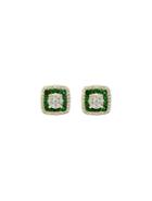 Bloomingdale's Emerald & Diamond Square Cluster Stud Earrings In 14k Yellow Gold - 100% Exclusive