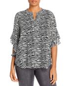 Vince Camuto Plus Printed Flutter-sleeve Top