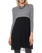 Gracia Pleats Chiffon Contrast Sweater Dress (46% Off) - Comparable Value $129.30
