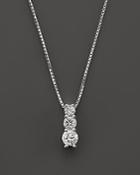 Diamond Three Stone Pendant Necklace In 14k White Gold, .20 Ct. T.w.