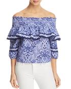 Red Carter Paloma Off-the-shoulder Top