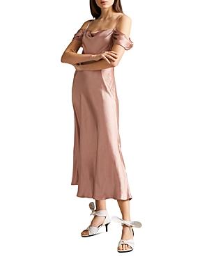 Ted Baker Esta Cold Shoulder Cowl Front Midi Slip Dress