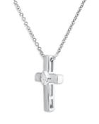 Unique Designs Diamond Princess-cut Accent Cross Pendant Necklace In 10k White Gold (60% Off), 0.05 Ct. T.w. - Comparable Value $500