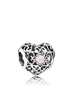 Pandora Charm - Sterling Silver & Crystal October Signature Heart