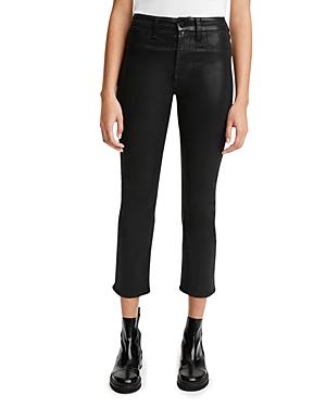 Jen7 Coated Straight Ankle Jeans In Black Coat