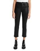 Jen7 Coated Straight Ankle Jeans In Black Coat