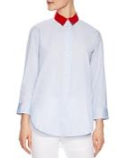 Sandro Effie Striped Silk-collar Shirt