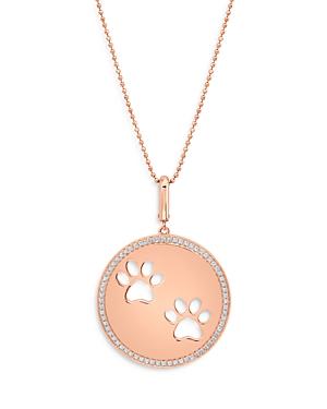 Graziela Gems 14k Rose Gold Pawsitivity Diamond & Cutout Paw Disc Pendant Necklace, 20