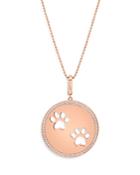Graziela Gems 14k Rose Gold Pawsitivity Diamond & Cutout Paw Disc Pendant Necklace, 20