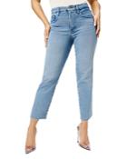 Good American Good Straight Raw Edge Hem Jeans In Blue 449