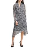 Karl Lagerfeld Paris Floral Print Chiffon Asymmetric Hem Dress