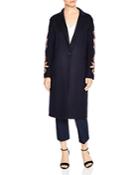 Sandro Melodie Floral-embroidered Wool-blend Coat