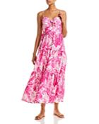 Aqua Tropical Print Tiered Midi Dress - 100% Exclusive