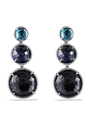 David Yurman Chatelaine Triple-drop Earrings With Black Orchid & Indian Blue Sapphire