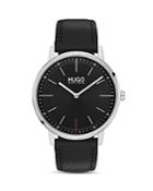 Hugo #exist Black Leather Watch, 40mm