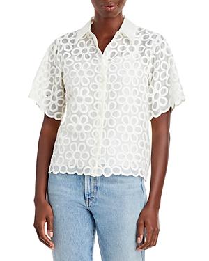 Rebecca Taylor Floral Embroidered Organza Blouse