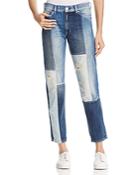7 For All Mankind High-rise Straight-leg Jeans In Indigo Patches