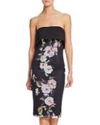 Bariano Floral Print Strapless Dress