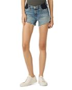 Hudson Gemma Mid Rise Maternity Denim Shorts In Pearls