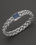John Hardy Classic Chain Silver Small Braided Chain Silver Bracelet With Blue Sapphires