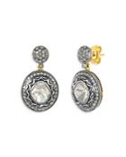 Amrapali Jewels Diamond Drop Earrings In 18k White Gold Bonded With Sterling Silver, 1.49 Ct. T.w.