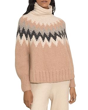 Eleven Six Magnea Zigzag Striped Mock Neck Sweater