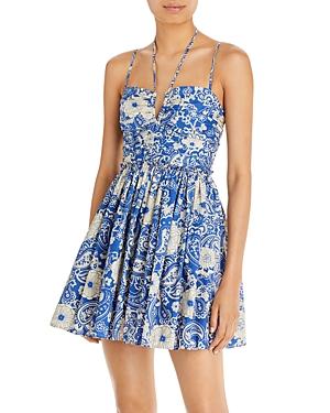 Aqua Paisley Print Halter Mini Dress - 100% Exclusive