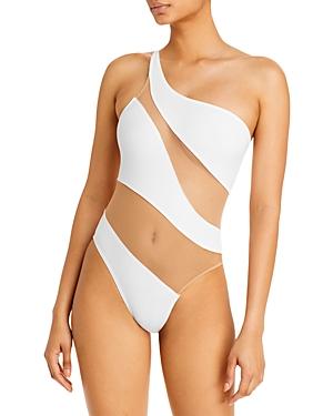 Norma Kamali Snake Mesh Stripe One Piece Swimsuit