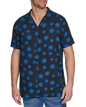 Karl Lagerfeld Paris Sunflower Print Slim Fit Button Down Camp Shirt