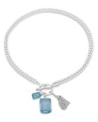 Ralph Lauren Silver-tone Stone Square & Chain Tassel Pendant Necklace, 17