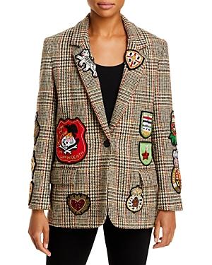 Libertine Autumn Plaid Patch Embellished Blazer